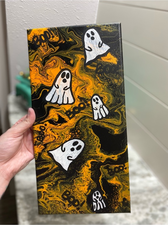 Hand Crafted Other - Hand Crafted Ghost Painting in Black and Orange